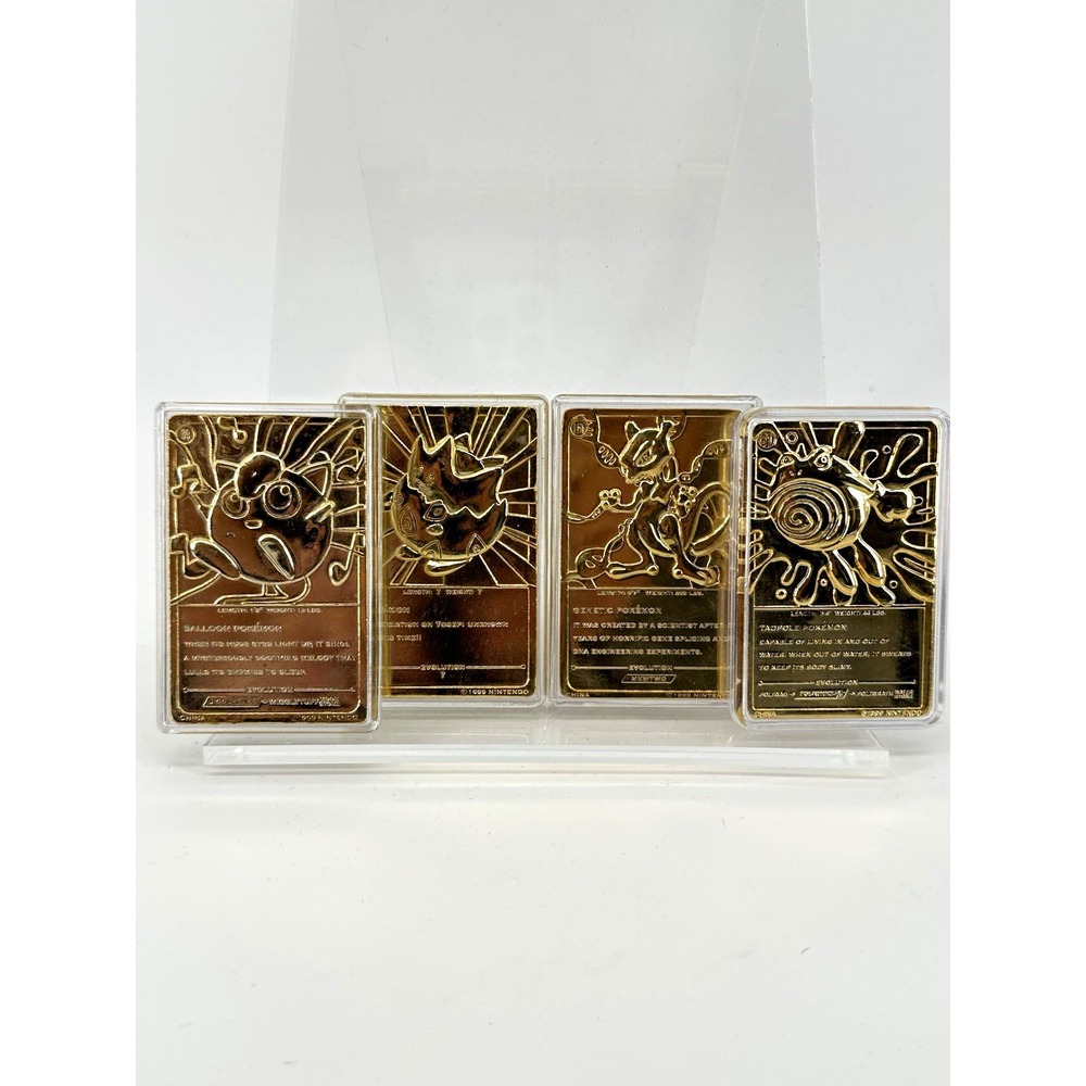 Nintendo Pokemon TCG 23K Gold Plated 4-Card Lot Togepi Mewtwo Jigglypuff